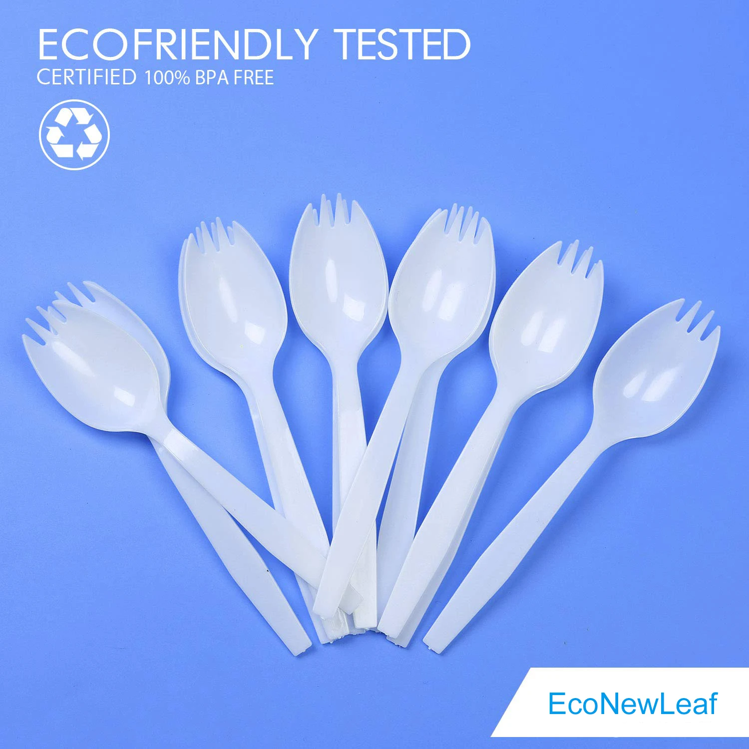 Econewleaf Heavy Weight Disposable Salad Spork Extra Long Handle Travel