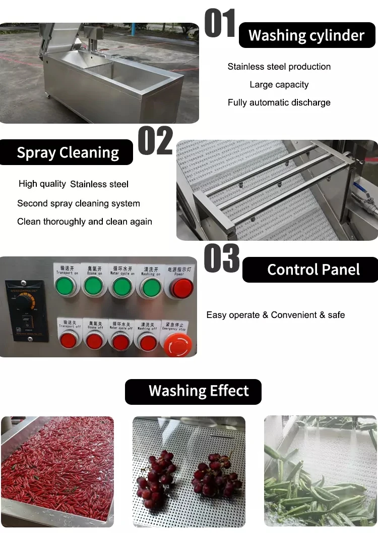 Air bubble fruit washing machine orange strawberry apple lemon cleaning machine stainless steel fruit washer