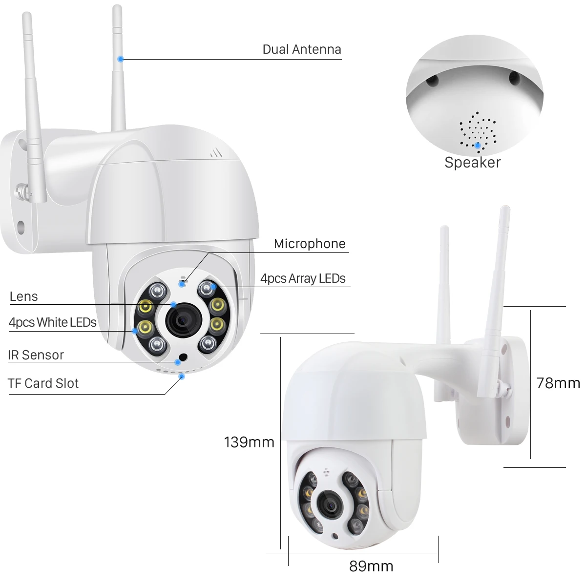 5.0MP PTZ Wifi IP Camera Outdoor AI Human Detect Wireless Camera H.265 P2P ONVIF Audio 5MP Security CCTV Camera