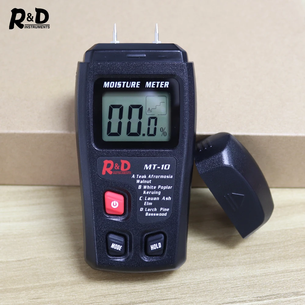 
R&D MT-10 EMT01 Wood Moisture Meter Wood Humidity Tester Hygrometer Timber Damp Detector Tree Density tester ABCD groups Black 