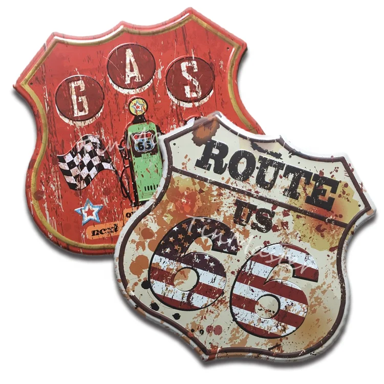 Wholesale Tin Signs Vintage Retro 3d Embossed Retro Plaques Shield