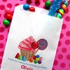 Lined pe coated birthday candy stripe decorative favor treat tiny cute little goodie paper gift bag v shape sharp bottom