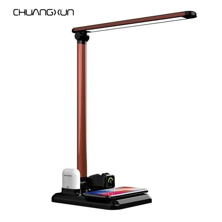 New Design Foldable LED Desk Lamp Wireless Charger Stand 4 in 1 Qi Fast Charging Station Table Lamps for iphone Iwatch Airpods