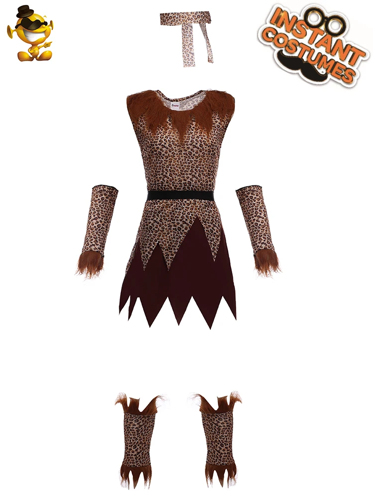 Cave Woman Dress Halloween Party Fancy Dress Role Play Cavemen Costume