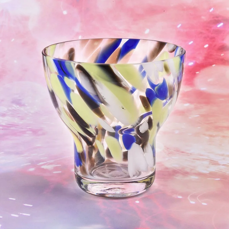 Hand painted Glass Candle container double wall custom candle Holder wedding table use Wholesales