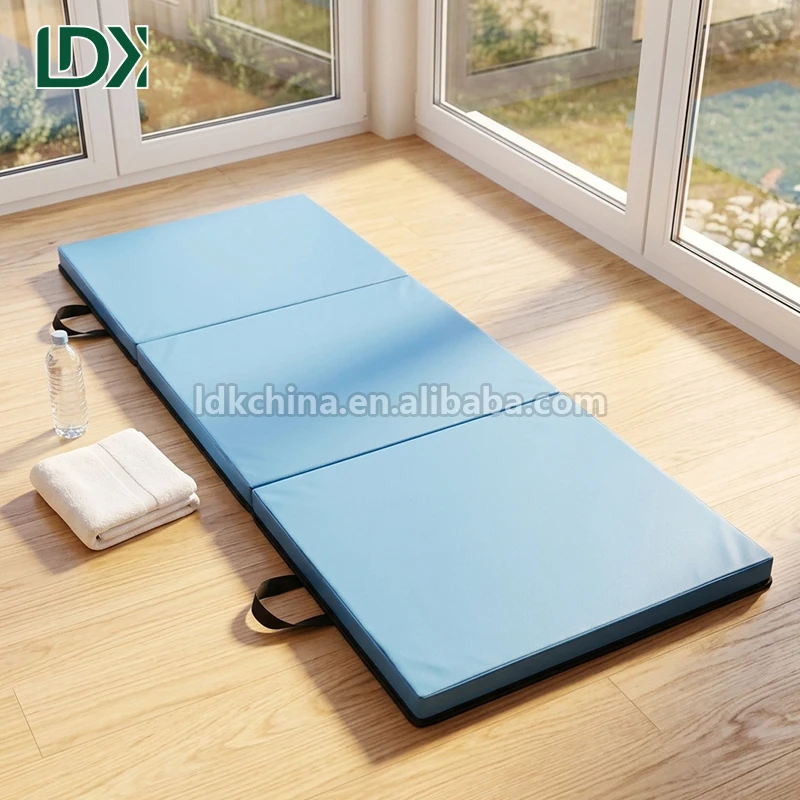 LDK Folding Gymnastics Mat Tumbling Crash Mat with Handle for Gymnastics Stretching Exercise