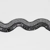 Stock Unique Gold Silver Black Sequin Woven Mesh Lace Ribbon Moire for Clothing Decoration