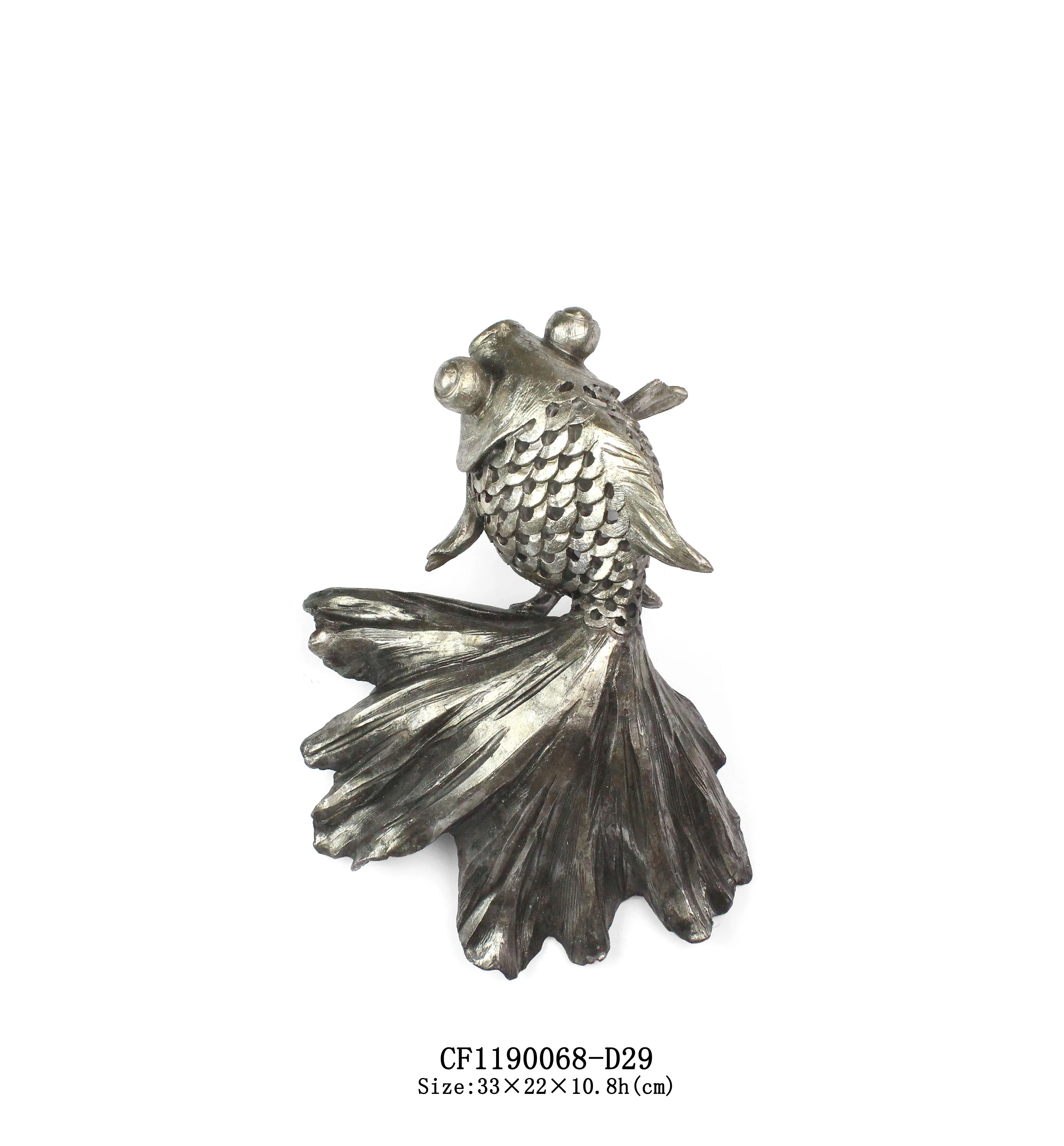 Wholesales Resin Decorative Silver Fish  Animal Statue For Wall Decor supplier