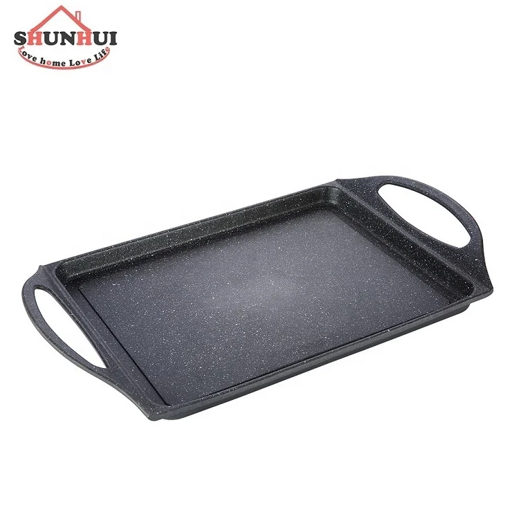 Cast Aluminum 34 Cm Camping Griddle 14inch Grill Pan Stove Top Bbq