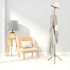 Wooden Coat Rack Tree 8 Hook Adjustable Height Hat Jacket and Sweater Hanging Stand
