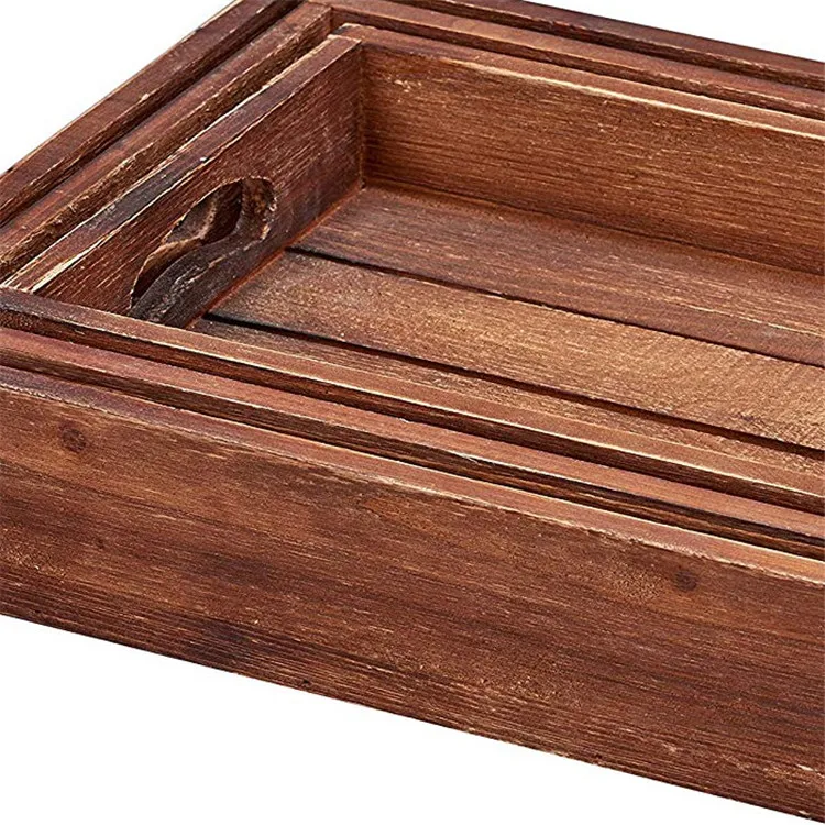 wooden serving trays stackable