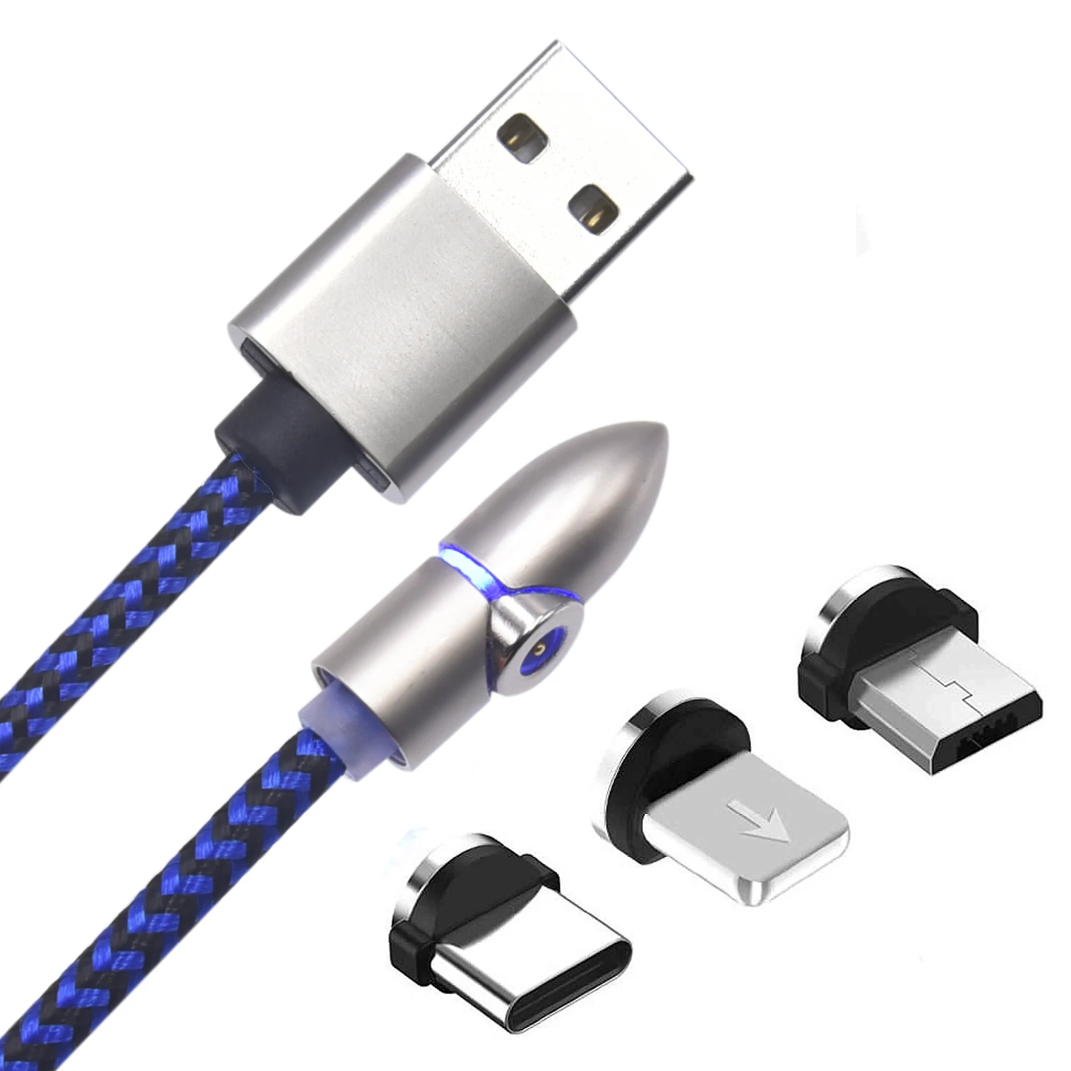 90 degree 2.4A Quick Charger Nylon Braided USB Magnetic Micro USB Cable For iPhone Android Type-C - ANKUX.COM
