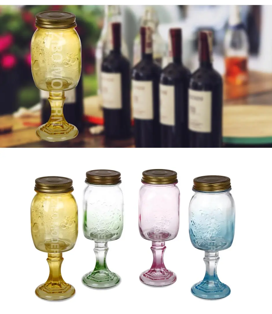 Multi Color Mason Jar Wine Glass Stemware Goblets Without Handle Buy