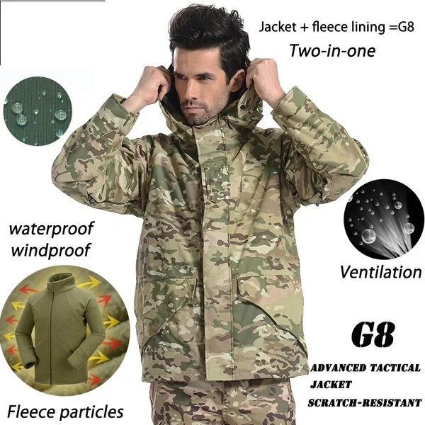 Army Camouflage Hunting Clothes Military Tactical Jacket Men Soft Shell ...