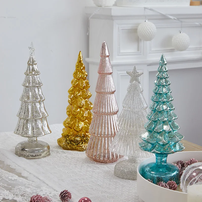 Wholesale Christmas Decorations Household Led Light Decorations 15 Cm Christmas Glass Trees For