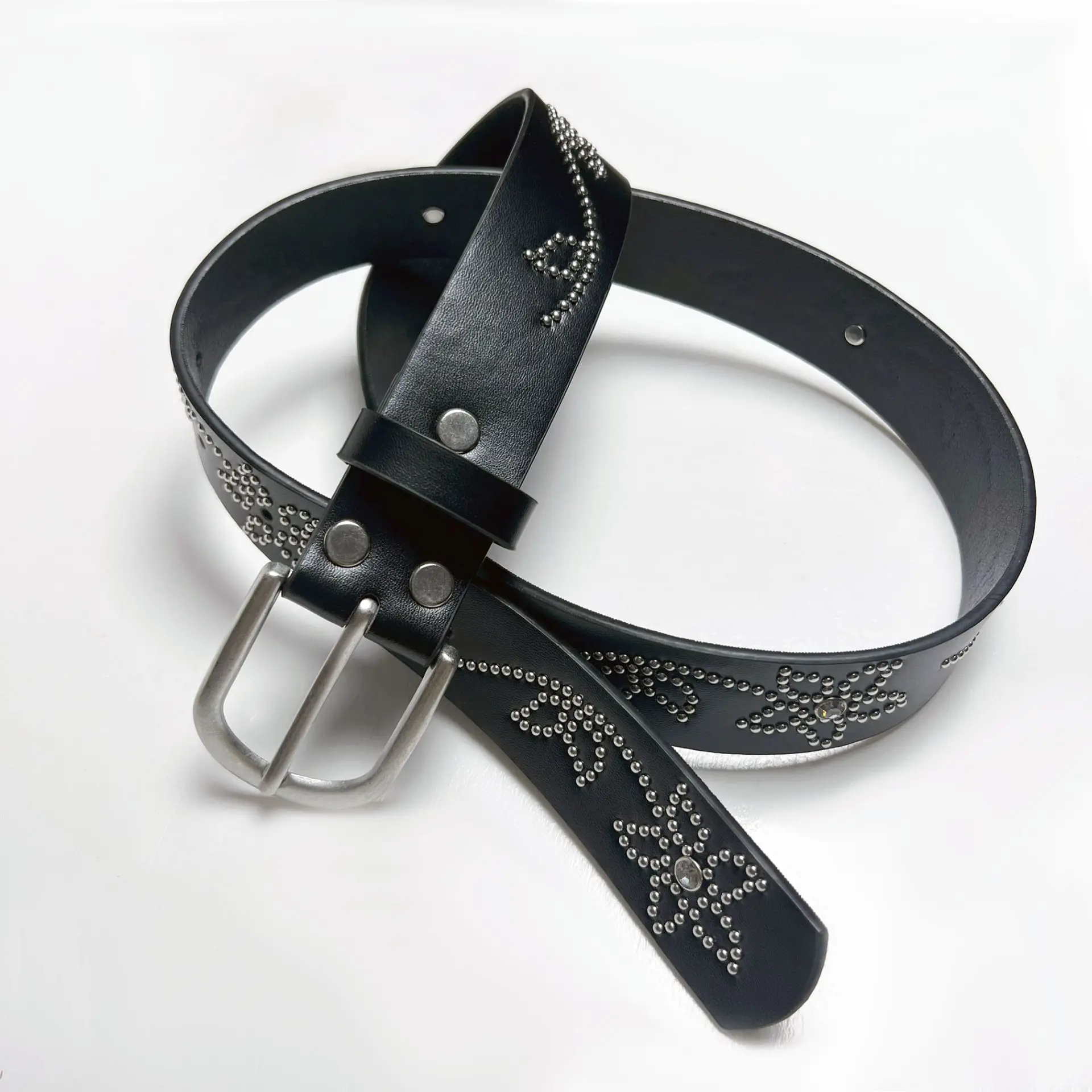 2026 New Women's PU Y2K Style Rhinestone Belt With Alloy Buckle Fashionable Belt, Suitable For Jeans And Skirts_voghion.com