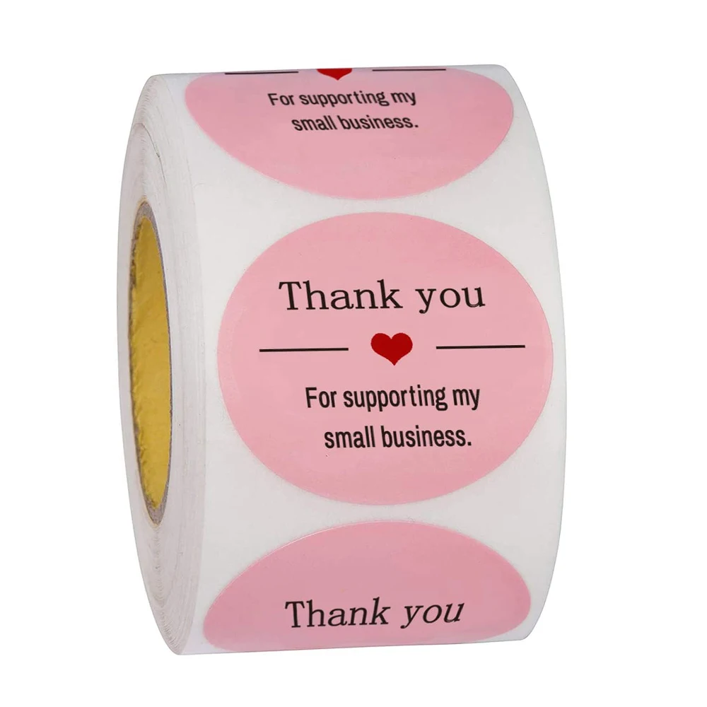 2 Thank You Stickers Black & White 500 Labels Each Roll Golden Font Design Thank You for Supporting My Small Business Stickers