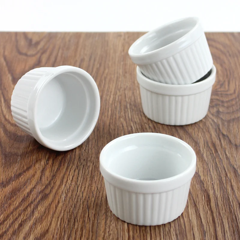 Dessert Ramekins White Ceramic Creme Brulee Ramekin Baking Pudding Cup