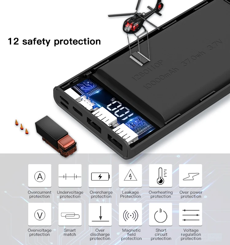 Yesido High Capacity Powerbank Dual Usb Port Mobile Phone 10000Mab Power Bank Portable