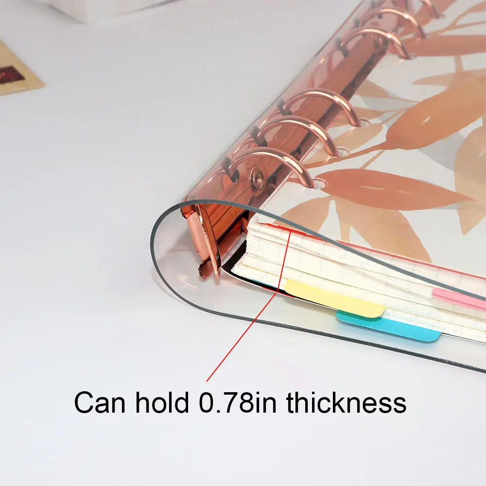 Rose Gold 6 Ring Binder Clear Soft Cover Binder Pocket A5 Journal