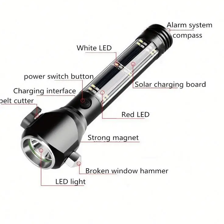 small handled led diving onlite solar bulk torch with multifunction dimming light tools flashlight