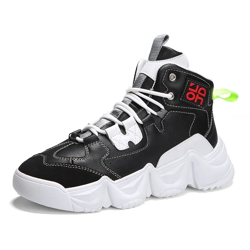 
Custom Brand Cheap 2019 New High Top Fashion Sneaker For Men Leather Upper Breathable Walking Shoes Thick Bottom L-1571 