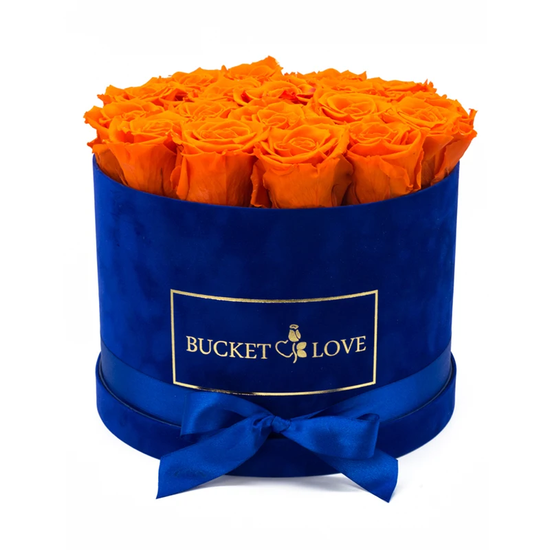 Shenzhen Wholesale Suede Luxury Round Flower Box,Velvet Box For Rose