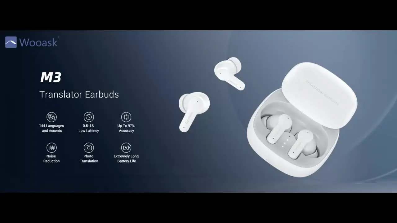 Wooask M3 Translator Earbuds - 144 Languages Offline/online