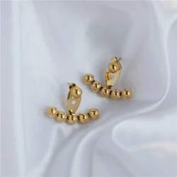 2021 18K Gold Plated Bead Earring Jackets Convertible Earrings for Women Stainless Steel Earrings Wholesale