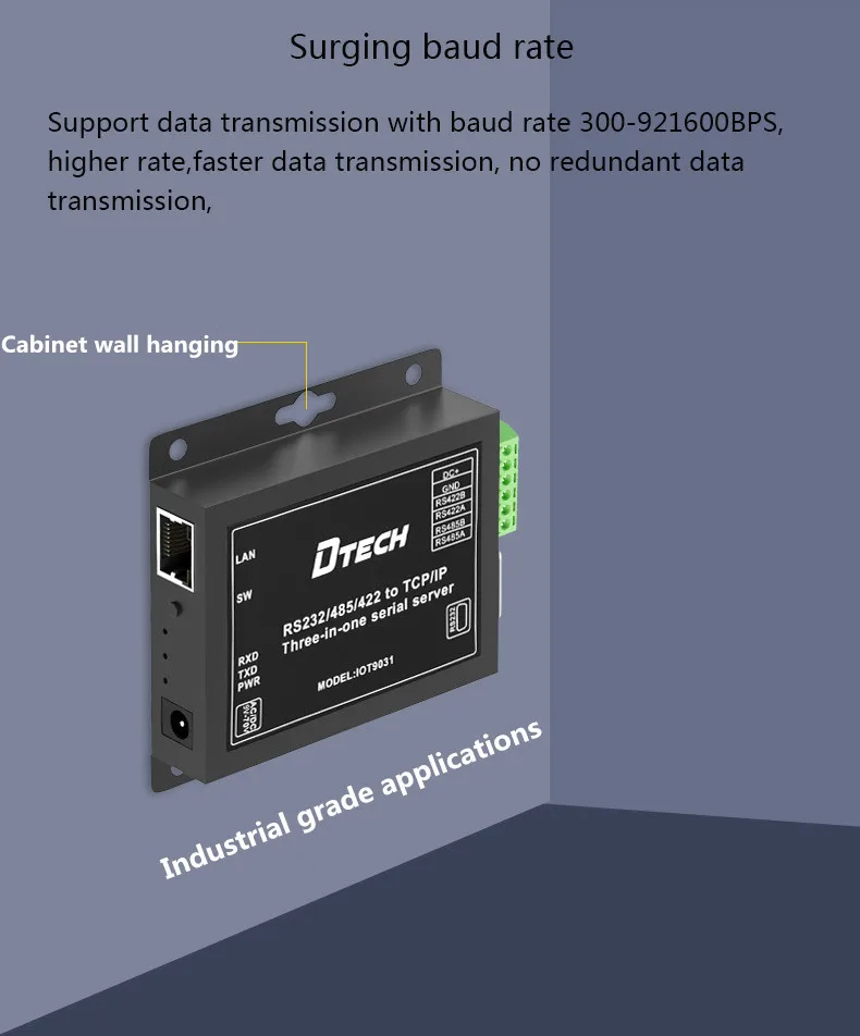 DTECH-IOT9031 Modbus TCP/IP Serial to Ethernet Converter - RS232/RS485 ...