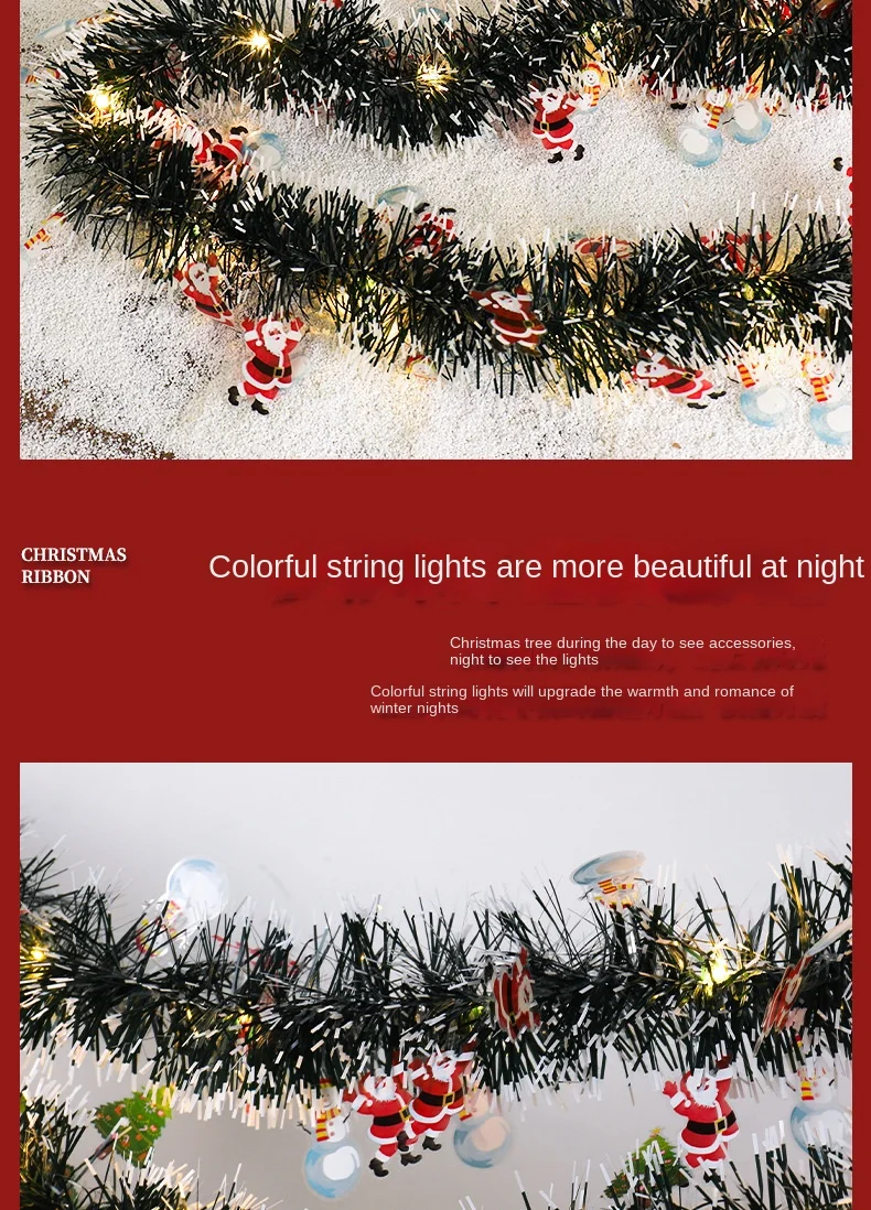 IP65 Waterproof LED Christmas Ribbon Lamp Copper Wire Atmosphere String Lights Party Decorations Wool Strip Lamp Cross-Border