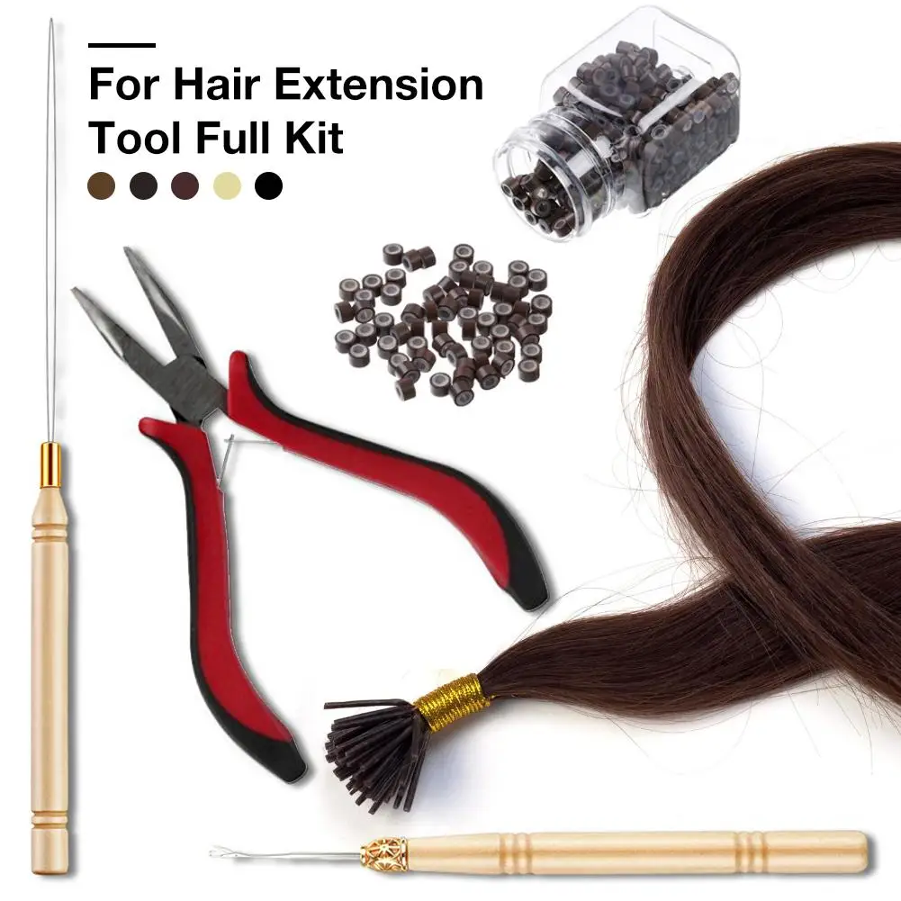 Hair Extension Tool Kit Hair Extension Remove Pliers Pulling Hook 100 PCS  Dark Brown Micro Silicone Rings Bead Device Tool Kits for Professional Hair  Styling Tools Accessory