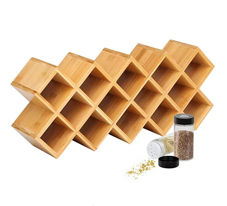 18jar Bamboo Countertop Spice Rack Free Standing Spice Organizer Buy