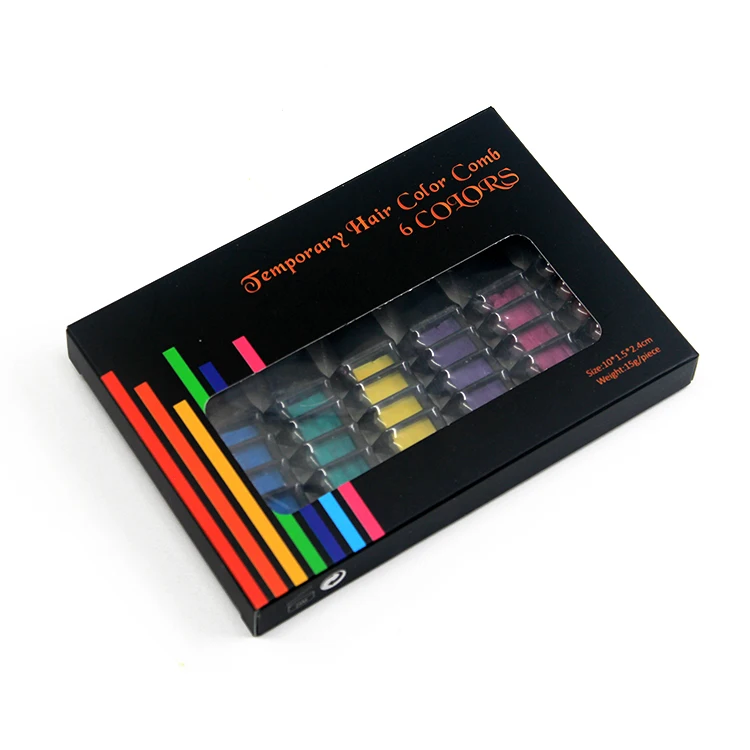ES-HC-010 6 PCS Single Head Black Handle Temporary Dye Hair Chalk Comb Kit