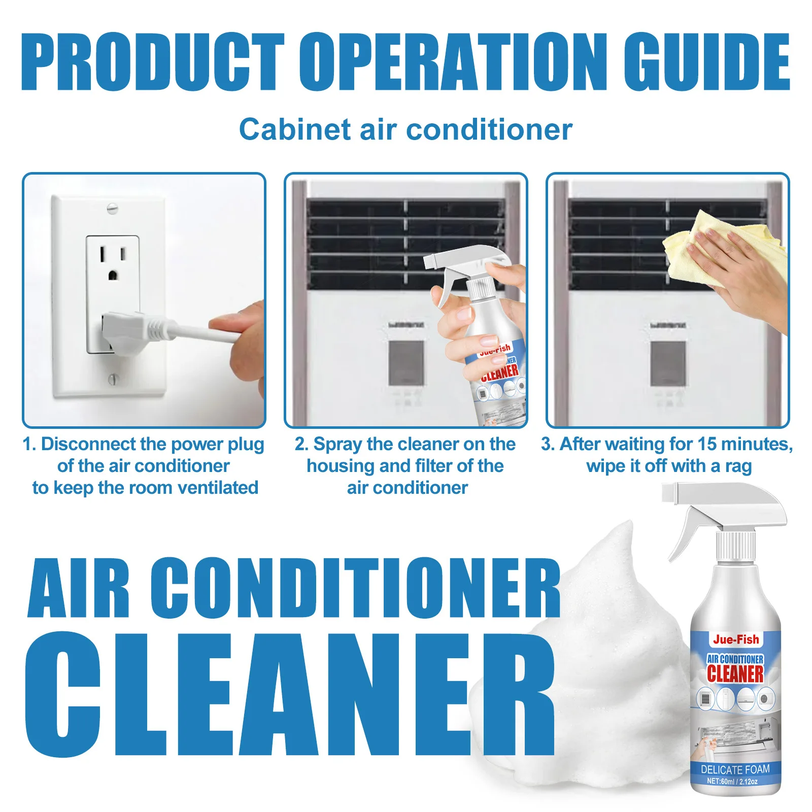 Juefish Air Conditioner Cleaning Fresh Clean Air Conditioner Powerful