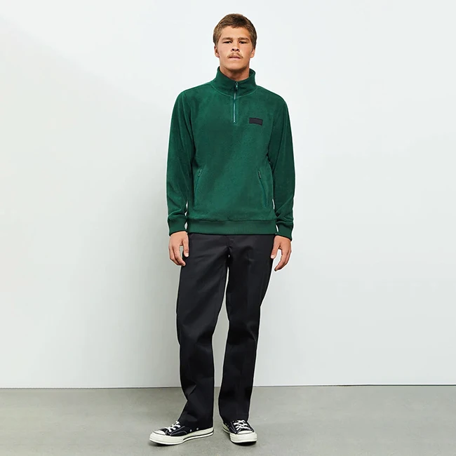 Emerald Green Mens Sherpa Fleece Pullover Slim Fit Softshell 1/4 Zip ...