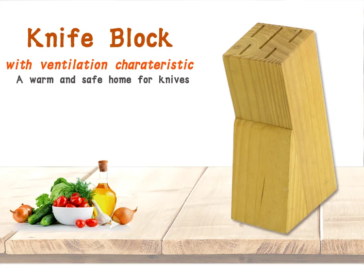 Cheap Pine  Wood 5pcs Set Wooden Knife Block