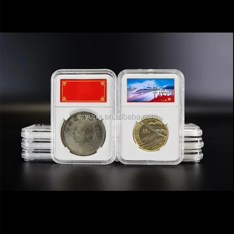 Clear Plastic Reopen Coin Capsules Rectangular Acrylic Label Cards