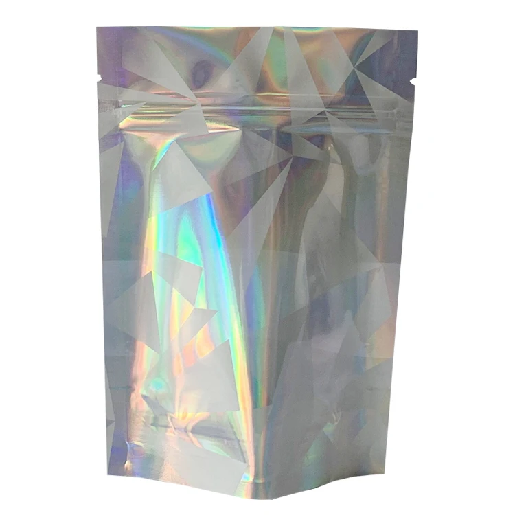Custom Printed Smell Proof Stand Up Hologram Holographic Mylar Ziplock ...