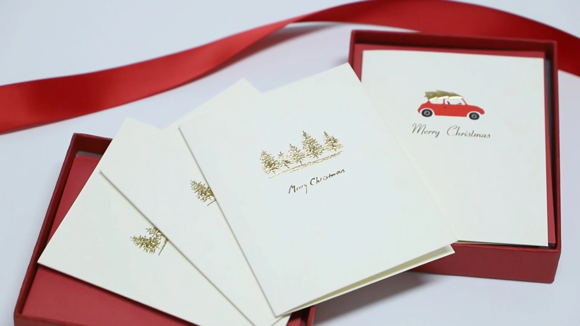 Custom Handmade Shiny Gold Embossed Foil,Christmas Gift Boxed Greeting