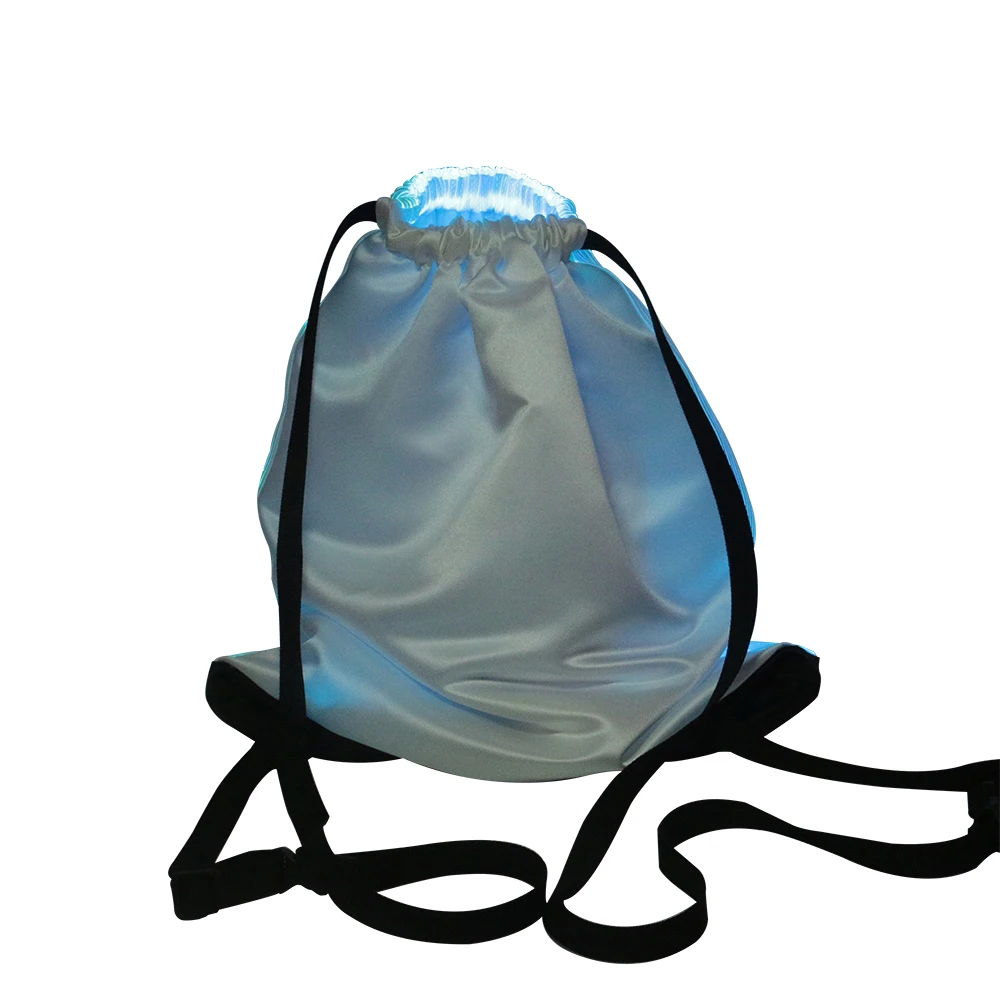 Led Light Up Drawstring Bag Luminous Fiber Optic Fabric Backpack For