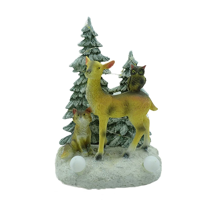Resin led light Christmas decoration deer with christmas tree