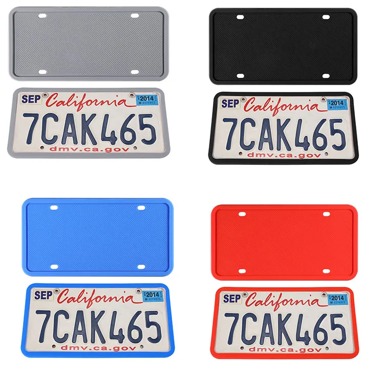 1 Pair Wholesale Embossed American Electric Car License Plate Frame Black Car Number Silicone