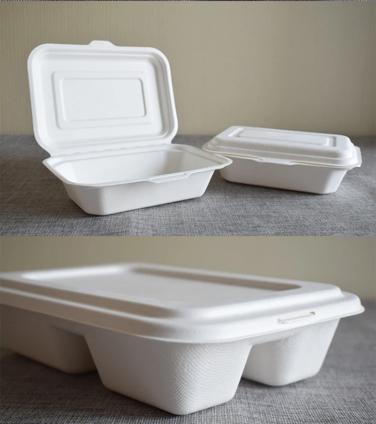 Disposable Cornstarch Food Container With Lid And 2 Compartments