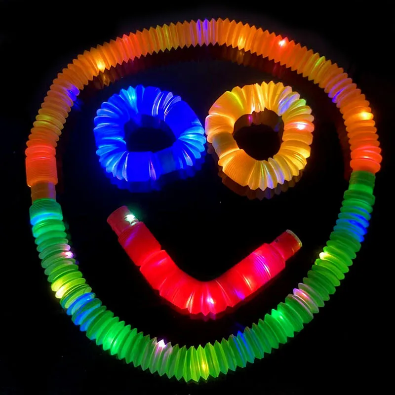 Pt128 Light Up Pop Fidget Tubes Kids Sensory Toys Led Glow In The Dark