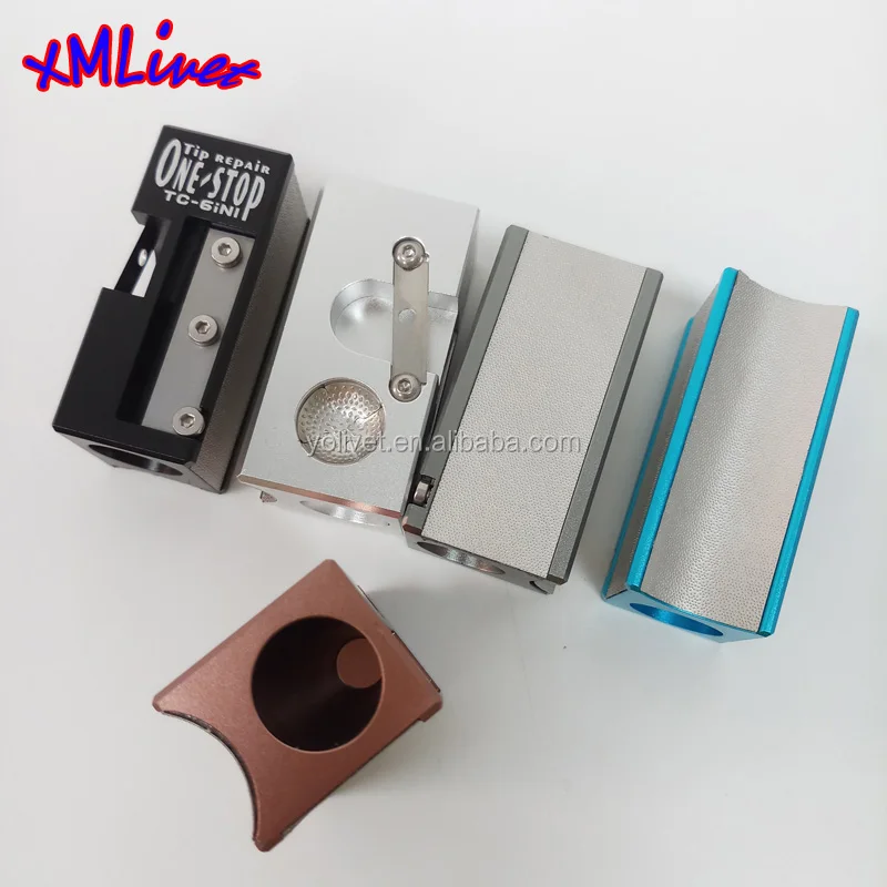 Xmlivet 6in 1 Multifunctional Pool Cue Tip Sharpener Colorful Billiards Repairing Tip Tool Kits