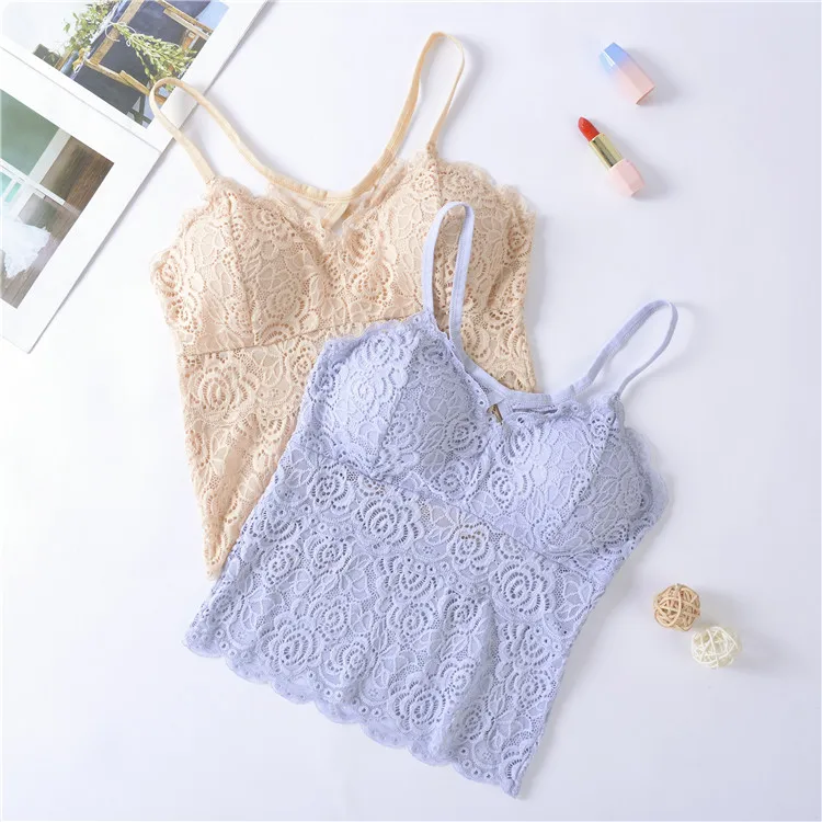 New Sexy Lace Slings Vests Wholesale Girl Sexy Lace Beauty Back Wrapped Chest Sports Bra Panty 1361