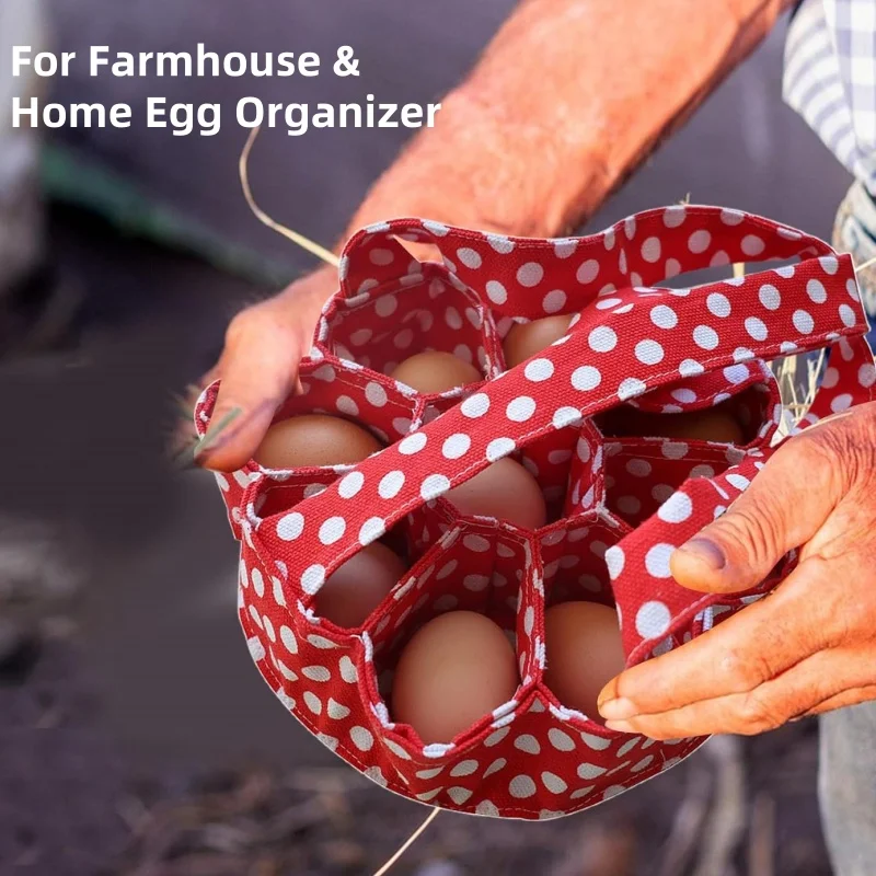 product efficient handheld fabric farmhouse egg gathering pouch 9 bags egg purse collecting basket for fresh chicken goose duck eggs-1