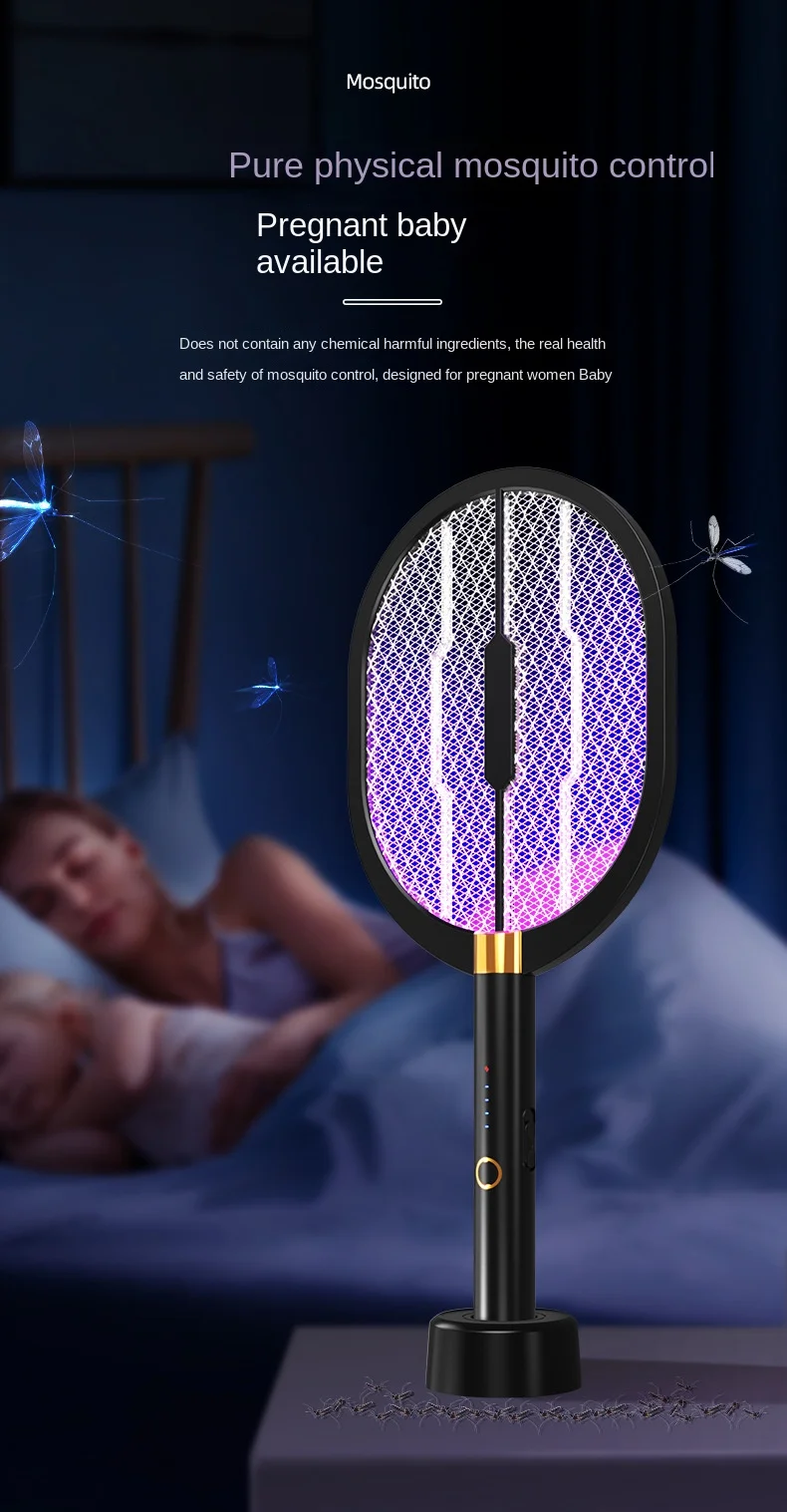 Two-in-One Electric Mosquito Swatter with Photocatalyst Killer New USB Home Mosquito Trap and Charging Lamp