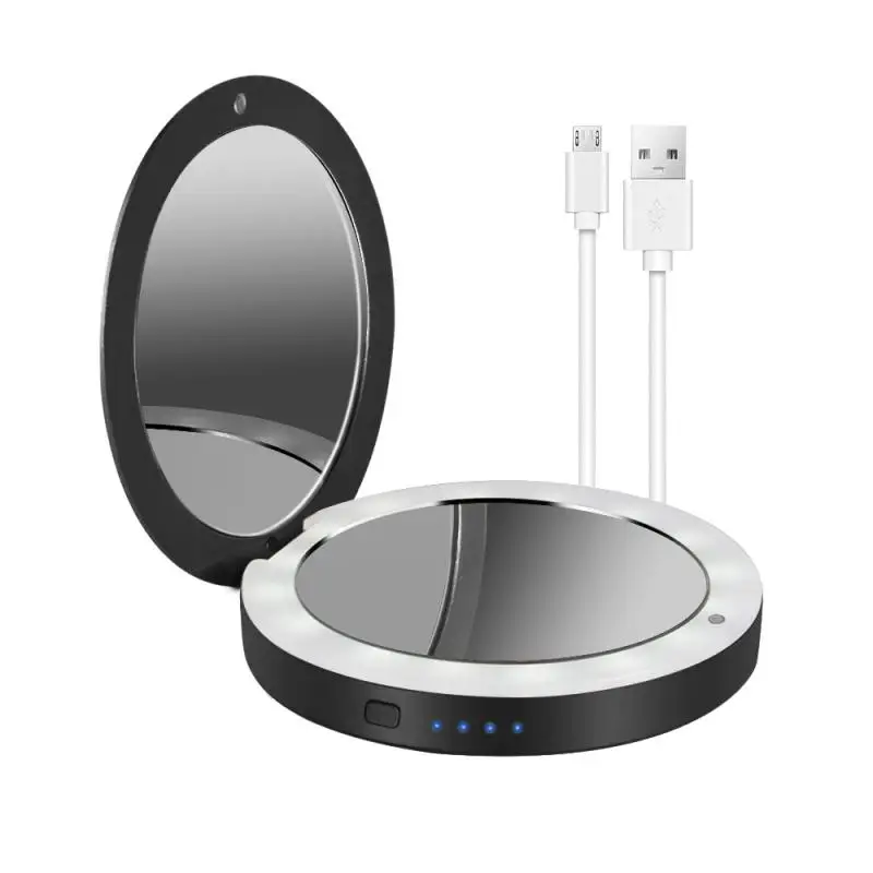 Foldable Pocket Rechargeable Compact Hand Mirror With Led Light Power